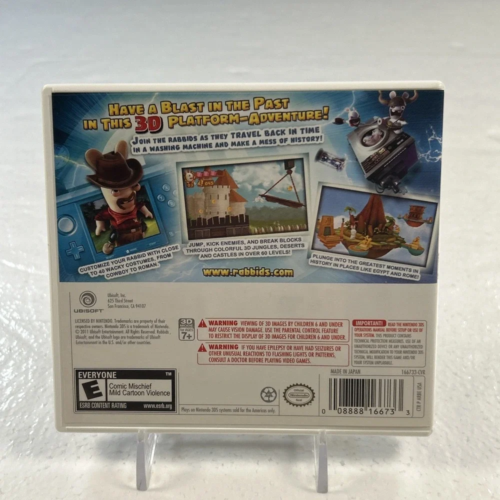 Nintendo 3DS Rabbids: Travel in Time 3D 2011 Complete in box CIB Working